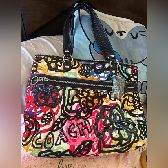 Coach Artistic Multicolor Tote with Black Accents - Picture 2 of 3